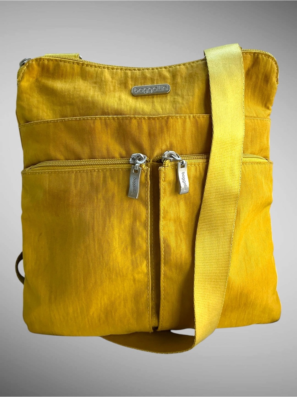 Baggallini Horizon Crossbody Bag Mustard Yellow Nylon Travel Purse
